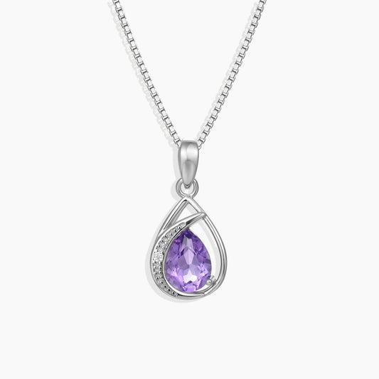 Amethyst Teardrop Necklace in Sterling Silver