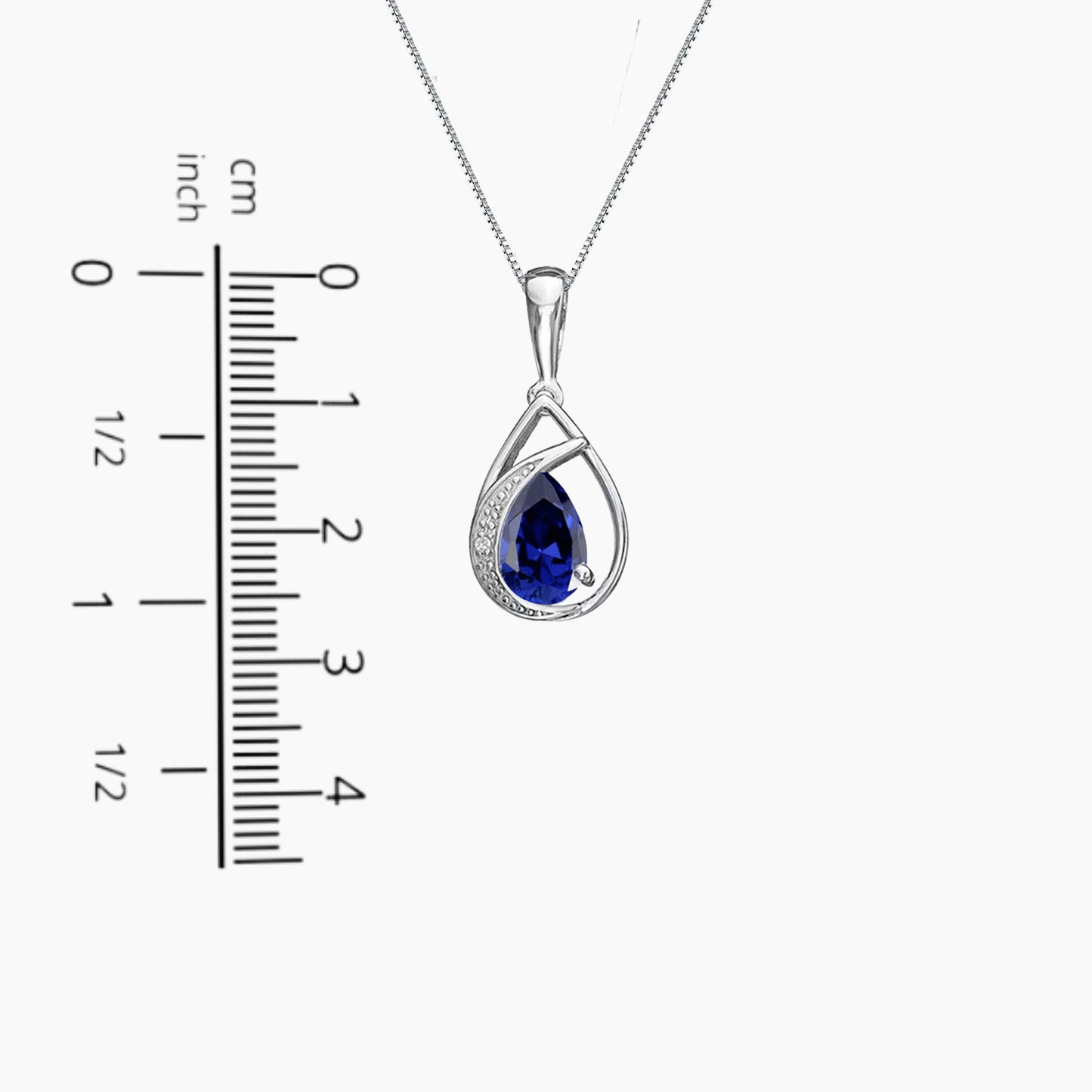Sapphire Teardrop Necklace in Sterling Silver