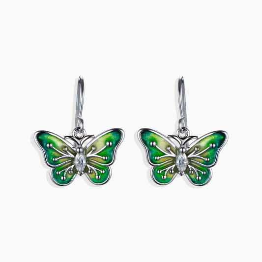 Irosk Green Monarch Earrings in Sterling Silver