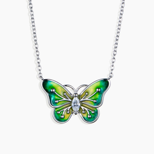 Irosk Green Monarch Necklace in Sterling Silver