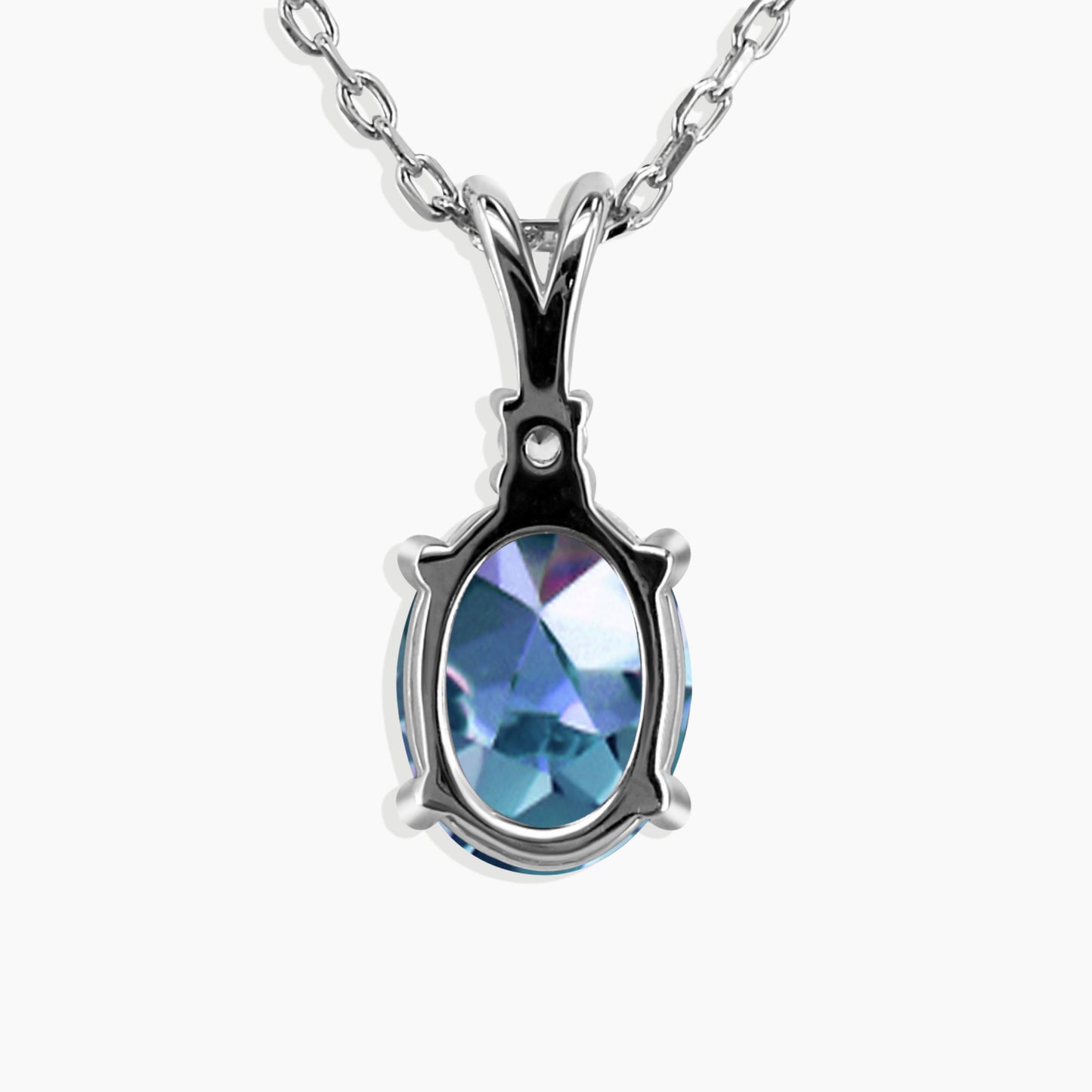 Alexandrite Oval Shape Pendant Necklace in Sterling Silver
