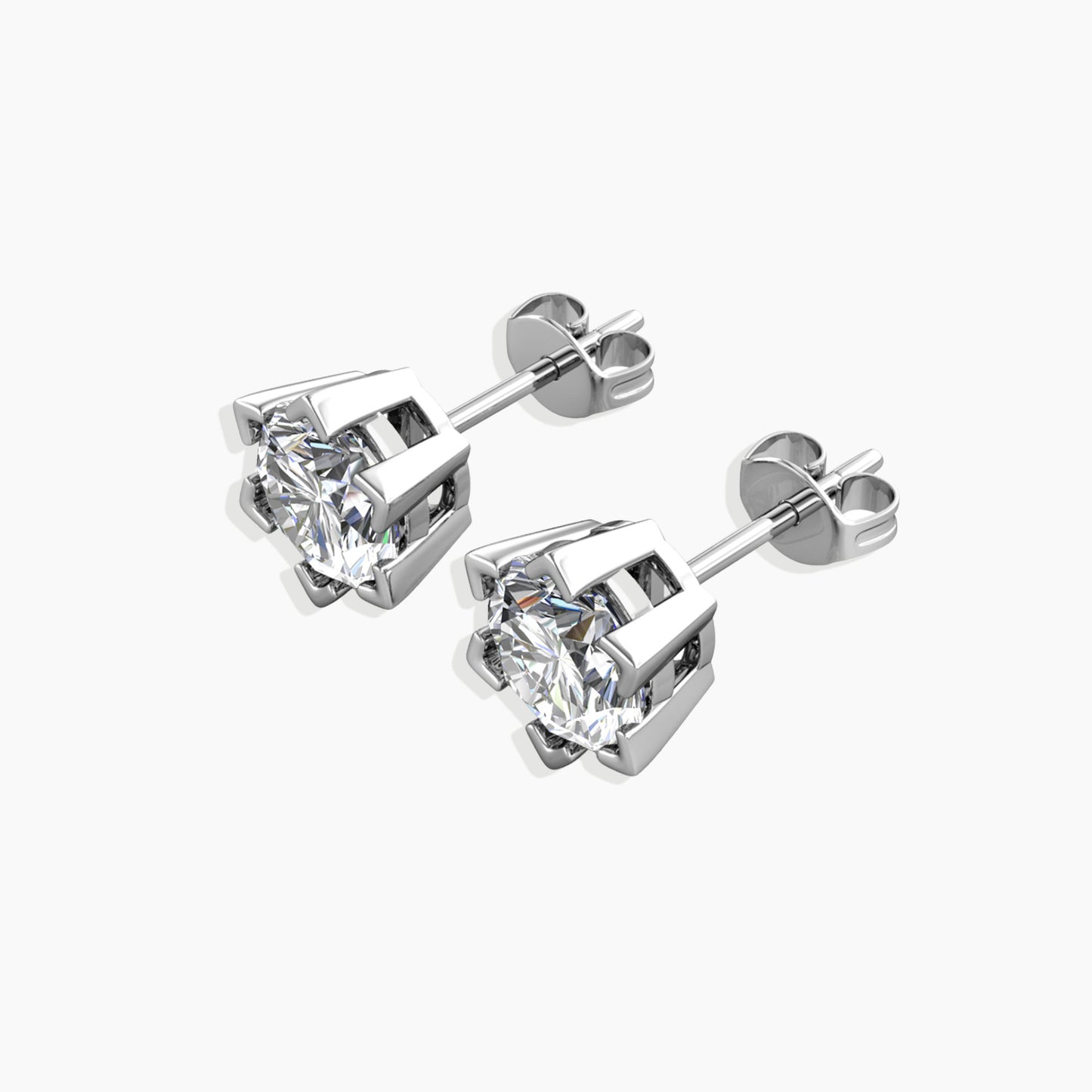 Moissanite 1ct. Brilliant Round Cut Studs in Sterling Silver
