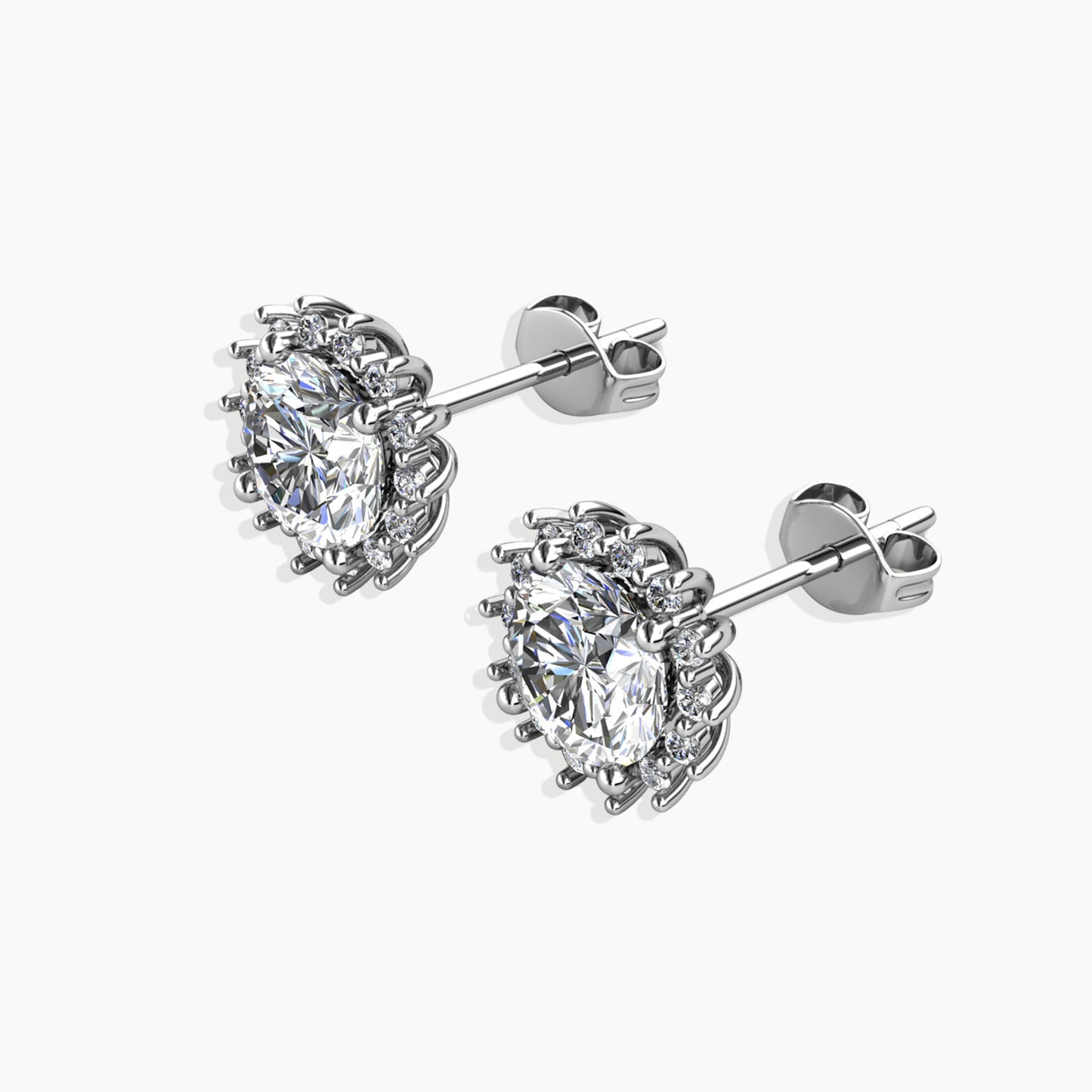 Moissanite 1ct. Circle studs in Sterling Silver